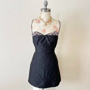 NWT Maeve by Anthropologie Embellished Sweetheart black pearl Mini‎ Dress 10